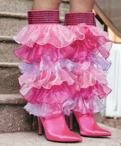 AZALEA WANG Size 6.5…..Dolls Kill Pink Ruffled Stiletto Rhinestone Cuff Boots. | eBay