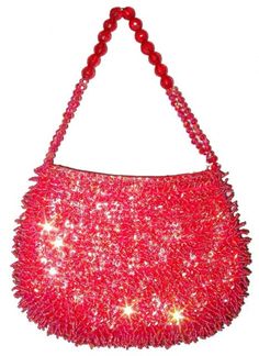 This cool purse is fully Sequin beaded ( Front & Back ) , Shaped & has a sequin beaded handle for carrying . Perfect for pairing up with your costume or to carry with you to the party! Beaded Handheld Evening Bag For Party, Red Beaded Evening Bag For Party, Handheld Evening Bag For Parties And Festivals, Handheld Evening Bag For Party And Festivals, Handheld Sequined Evening Bag For Parties, Pink Sequin Evening Bag, Red Embellished Party Bag, Pink Sequined Party Bags, Red Evening Bag For Party And Festivals