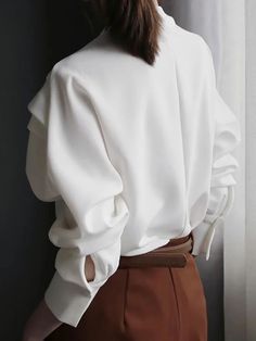 UOOZEE Batwing Sleeve, Bat Wings, White Shirt, Round Neck, Blouses, Solid Color, Sleeve Length, White, Quick Saves