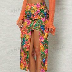 No Stretch! Bohemian Skirt For Spring Beach Party, Spring Mini Skirt For Beach Party, Spring Beach Party Mini Skirt, Chic Skirt For Beach Party Spring Season, Chic Skirt For Spring Beach Party, Trendy Multicolor Beach Skirt, Chic Floral Print Mini Skirt For Beach, High Waist Skirt For Beach Season Party, Multicolor Floral Print Skirt For Beach Season