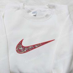 San Francisco 49ers x Nike Embroidered Sweatshirt, NFL Sport Team Embroidered Shirt, Nike Inspired Embroidered Shirt Welcome to Tinicloset, your ultimate destination for premium custom embroidered shirts and apparel. We are proud to offer a diverse selection of high-quality garments, including the highly sought-after San Francisco 49ers x Nike embroidered sweatshirt, sports embroidered shirts, and Nike-inspired embroidered shirts. At Tinicloset, we understand that clothing is not merely a necess Casual Streetwear Tops With Machine Embroidery, White Embroidered Sporty Sweatshirt, Casual Tops With Machine Embroidery For Streetwear, Casual Machine Embroidered Tops For Streetwear, Casual White Sweatshirt With Machine Embroidery, Red Embroidered Crew Tops, White Machine Embroidered Tops For Streetwear, White Sweatshirt With Machine Embroidery For Streetwear, Sporty White Tops With Custom Embroidery