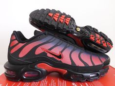 NIKE AIR MAX PLUS  Features 100% AUTHENTIC  BRAND NEW IN OPEN TOP BOX. COLOR: University Red-Black Amazing for both street wear and athletic performance wear Built for durability and support Size & Style Info SIZE 11 US MENS INTERNATIONAL SIZES: (10 UK)  (45 EU)  (29 CM) Style # DZ4507 600 Shipping We ship within 1-2 business days (excludes Saturday, Sunday, and holidays) from receipt of payment Tracking will be sent for all purchases within 24-48 hours Payment We accept payment by PayPal and cr Nike Products, Air Max Plus, Nike Air Max Plus, Performance Wear, Athletic Performance, Nike Fashion, Saturday Sunday, Box Color, Open Top