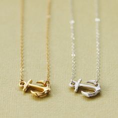 "The perfect anchor necklace for every day. A cute little anchor is strung on a quallity sterling silver chain. Perfect for layering! Necklace measures 16\" or 18\" from clasp to clasp. Shown on me in 16\". Anchor measures approx .75 inch long. Also available in gold. Simply select from drop down menu. ► All NINA KUNA jewels come in a complimentary jewelry bag. ► We love to layer our necklaces! Add a removable extender to get the perfect fit for your new or existing necklace: https://www.etsy.co Anchor Earrings, Diamond Circle Pendant, Anchor Necklace, Jewelry Brands, Nautical Jewelry, Dainty Pendant, White Gold Chains, Circle Diamond, Layering Necklace