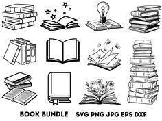 book bundle svg png and eps dxf files for use in design projects