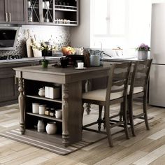 the kitchen is clean and ready to be used for cooking or eating, while also being used as a dining room