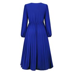 Blue V Neck Pleated Long Sleeve Dress with Belt Blue A-line Maxi Dress For Fall, Blue Pleated Maxi Dress For Fall, Blue Solid Color Evening Midi Dress, Blue Solid Color Maxi Dress For Fall, Blue Midi Dress Solid Color, Blue V-neck Midi Dress Solid Color, Blue Pleated Long Sleeve Midi Dress, Blue Long Sleeve Pleated Midi Dress, Blue Solid Color Dresses For Work