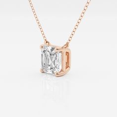 3 ctw Asscher Lab Grown Diamond Solitaire Pendant 14K Rose Gold E, VS1 Diamond Solitaire Pendant, Jewellery Box Making, Metal Shop, Solitaire Pendant, Perfect Engagement Ring, Custom Engagement Ring, Rose Gold Diamonds, 1 Carat, Diamond Solitaire