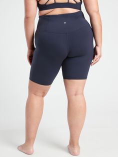 FOR: Yoga or studio practice FEEL: Powervita™ fabric is buttery soft with support that feels like a gentle hug FAVE: Unpinchable three-layer waistband with mesh inner lining streamlines and supports Back drop-in pocket to stash your essentials No i Classic Bikes, Three Layer, Bike Shorts, Girls Shopping, High Rise, Mesh, Yoga, Plus Size, Navy