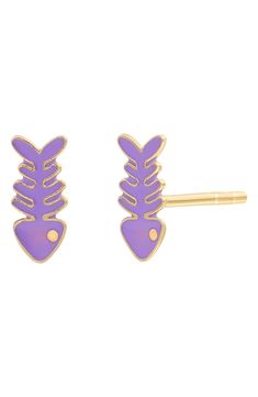 Bring a bit of whimsical charm to your ensemble with these handcrafted fish stud earrings made from glossy enamel and lustrous 14-karat gold. 3/8" drop; 1/8" width Post back 14k gold/enamel Made in Italy Bony Levy, Gold Fish, Gold Enamel, Goldfish, Nordstrom, Yellow Gold, Stud Earrings, Fish, Italy