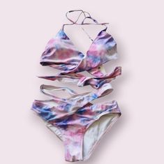 Nwt Beautiful Cotton Candy Tie Dye Swimsuit With Wrap Around Top. See Pics For Measurements. *Flaw: There Are Some Tiny Picks On The Top Right, See 4th And 5th Pics. In My Opinion Not Noticeable When On. Smoke And Pet Free Home. Beach, Swim, Swimsuit, Swimwear, Swim Separates, Bathing Suit, Two Piece Swimsuit, Pool Party, Summer Purple Halter Neck Swimwear For Spring, Catrine Demew, Bathing Suit Two Piece, Aesthetic Swimsuit, Pool Party Summer, Tie Dye Swimsuit, Wrap Around Top, Home Beach, Two Piece Swimsuit