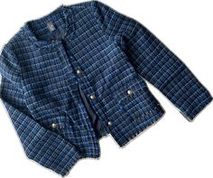 Blue Casual Tweed Outerwear, Casual Blue Tweed Outerwear, Casual Blue Tweed Jacket For Spring, Casual Blue Tweed Jacket, Casual Blue Tweed Jacket For Winter, Casual Blue Tweed Jacket For Fall, Casual Tweed Blazer By Zara, Casual Zara Tweed Outerwear, Casual Zara Tweed Jacket