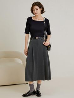 This is a feminine and romantic skirt by LANGSON that is made out of high quality polyester and viscose blend fabric. With design detail of flared silhouette and pleats detail, it gives a trendy and feminine look.- Flared A line silhouette- Pleats detail- Waistband with belt loops- Feminine and modern mood Chic A-line Skirt For Semi-formal Occasions, Chic Pleated Culottes, Elegant A-line Gathered Skirt, Chic A-line Fitted Pleated Skirt, Flowy Viscose Flared Skirt, Elegant Pleated Culottes For Summer, Chic A-line Pleated Skirt For Formal Occasions, Elegant Full Skirt For Office, Elegant A-line Bottoms For Workwear