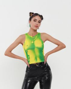 Model (WearingS):Height: 176cm | Bust: 85cm | Waist: 60cm | Hip: 95cmDetails:Y2K-inspired Abstract Body Print Tank TopLength:CroppedSleeve Length:SleevelessMaterials:100% Polyester Green Fitted Edgy Tops, Green Tank Top For Streetwear In Spring, Green Fitted Tank Top For Streetwear, Green Tank Top For Spring Streetwear, Trendy Green Tank Top For Streetwear, Spring Green Tank Top For Streetwear, Y2k Outfits, Cami Crop Top, Maxi Dresses Casual