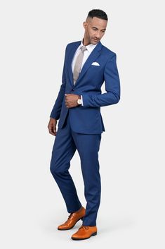 Vibrant, professional, versatile. Premium fabric, custom made for you. Design yours today. Custom Suits Men, Custom Made Suits, Body Posture, Single Breasted Jacket, Blue Suit, Pair Of Pants, Tie And Pocket Square, Timeless Classic, Treat Yourself