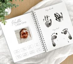 a baby's hand and foot prints are shown in the book hello little one