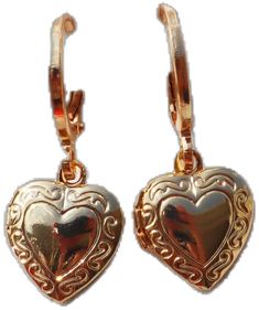 Locket Earrings, Heart Locket, Gold Hoop, Huggies Earrings, Locket, 18k Gold, Gold Plate, Copper, Brass