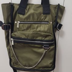 Backpack Funcional, Brand Zara Lmited Edition. Nwot Zara Backpack, Zara Bags, Backpack Bags, Olive Green, Zara, Backpacks, Green, Silver, Women Shopping