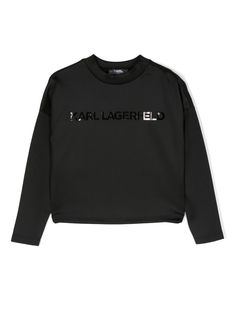 black logo print to the front logo print to the rear tonal design crew neck long sleeves straight hem Karl Lagerfeld Kids, Karl Lagerfeld Paris, Kids Logo, Hoodie Girl, Black Logo, Girl Top, Karl Lagerfeld, Logo Print, Crew Neck Sweatshirt