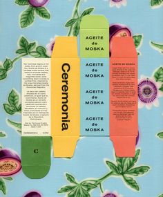 an advertisement for ceromonya made out of paper and cut into smaller pieces