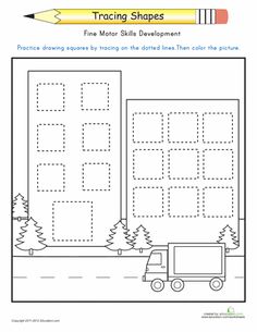 a worksheet with a truck and trees on it