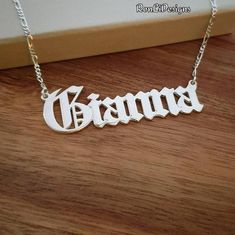 🌹🌹🌹 RonLiDesigns gorgeous gold plated old english font name necklace!What a thoughtful gift for your special someone  🌹🌹🌹➡Order any name or word for your 18k Gold Plated Name Necklace!➡Choose your chain length, and nameplate thickness from the menus above.➡All solid sterling silver 925 plated in 18k Gold!➡13 mm capital letter, 1.25 mm upgraded thickness➡Please be sure to tell me the name or word you would like in a message via etsy  (message to the seller)..... thank you!➡I will make and s Custom White Nameplate Necklace, White Engraved Nameplate Jewelry, White Gold Nameplate Jewelry With Names, White Gold Nameplate Necklace With Names, Custom Nameplate Necklace In White, White Custom Nameplate Necklace, Personalized Engraved White Custom Necklace, White Gold Name Pendant Necklace, Silver Nameplate Jewelry For Mom