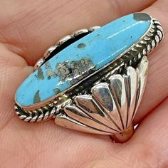 (eBay) Find many great new & used options and get the best deals for Navajo Turquoise Ring Sz 8 by Jimmy Garcia Handmade Native Sterling 14.5g at the best online prices at eBay! Free shipping for many products! Silversmith Rings, Rectangle Ring, Vintage Style Engagement Rings, Antique Silver Rings, Turquoise Jewelry Native American, Navajo Rings, Southwest Jewelry, Navajo Turquoise, Casting Jewelry