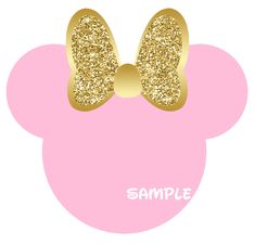 a pink and gold minnie mouse ears with glitter