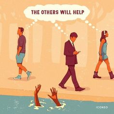 Bystander Effect, Satirical Illustrations, Meaningful Pictures, Social Behavior, Meaningful Art, Deep Meaning, No Face, Illustration Artists, Social Issues