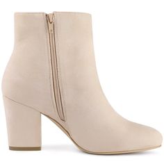 This is a cue for you to indulge in our elegant pair of ankle boots that are sure to become your favorite. Their design element is what makes them stand out. Chunky Heels Ankle Booties; Side Zip; Round Toe; Vamp: Faux Suede; Outsole: Rubber; Heel: ABS; Heel Height: 3 1/8 inches; Shaft Height: 4 3/4 inches. Elegant Beige Boots With 4-inch Heel, Elegant Heeled Boots With 4-inch Block Heel, Elegant Booties With Stacked Heel, Elegant Ankle-high Booties With 4-inch Heel, Elegant High Heel Booties With Padded Ankle, Elegant Ankle-high Boots With Padded Ankle, Elegant Ankle-high Booties With Stacked Heel, Elegant Beige High Ankle Heels, Elegant High Ankle Booties Medium Width