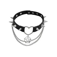 The Punk Leather Studded Choker is an edgy piece of Halloween jewelry that exudes a bold, rebellious vibe. Made from durable leather and adorned with striking metal studs, this choker adds a touch of punk rock flair to any outfit. Perfect for completing a Halloween costume or making a statement at themed events, it combines rugged style with a hint of gothic elegance. Ideal for those who want to embrace a fierce and distinctive look. Classic Punk, Goth Necklace, Cosplay Jewelry, Metal Spikes, Leather Choker Necklace, Heart Choker, Heart Chain, Leather Chokers, Halloween Jewelry