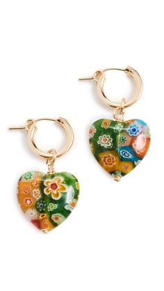 PRICES MAY VARY. Translucent glass hearts with floral print Length: 1.5in / 3.5cm Higher Love Huggies Mid Century Modern Jewelry, Glass Hearts, Twisted Bracelet, Translucent Glass, Earrings Inspiration, Funky Jewelry, July 15, Boho Gifts, Statement Bracelet