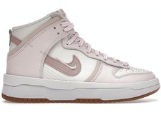 Buy and sell authentic Nike shoes on StockX including the Nike Dunk High Up Sail Light Soft Pink (W) and thousands of other sneakers with price data and release dates. Nike Dunks High, Custom Sneakers Diy, Preppy Shoes, Shoe Display, Nike Dunk High, Dunk High, Hype Shoes, Cute Nikes, Nike Sneakers Women