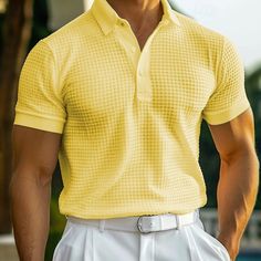 Season:Summer,Spring; Fabric:65%Polyester 35%Cotton; Sleeve Length:Short Sleeve; Look After Me:Wet and Dry Cleaning,Washable; Gender:Men's; Style:Comfortable,Fashion,Basic; Elasticity:Micro-elastic; Tops Type:Golf Shirt,Polo Shirt,Waffle Polo Shirt; Occasion:Casual,Holiday; Fit Type:Regular Fit; Pattern:Plain; Design:Soft,Button; Neckline:Ribbed Polo Collar,Lapel; Brand:OUKU; Listing Date:04/15/2024; Knit Style:Waffle Waffle Polo Shirt, Basic Fashion, Grey Polo Shirt, Polo Classic, Fashion Comfortable, Style Basic, Spring Fabric, Knit Style, Sleeve Fashion