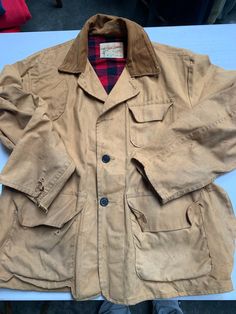 Vintage 1970s Quality Made in USA Hunting Jacket Duck Canvas Distressed with Holes Perfect Patina and character. This jacket has been used ! Fits Size Large See pics for measurements Quality Beco Brand Made in South Bend Indiana Holes and stains as seen in pic. Missing one button. If you want us to, we will replace before shipping. Fast shipping. We ship same or next day with USPS priority mail We are a small family business and we appreciate your business, Godspeed ! Vintage Beige Utility Jacket With Pockets, Pre-washed Fall Outerwear For Work, Fall Pre-washed Outerwear For Work, Vintage Fashion Fall Outerwear With Pockets, Vintage Beige Utility Jacket With Button Closure, Vintage Workwear Blazer With Patch Pockets, Vintage Blazer With Patch Pockets For Work, Vintage Beige Cotton Utility Jacket, Retro Pre-washed Outerwear For Fall