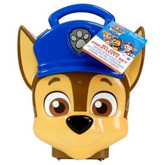 a toy dog with a blue hat on top of it's head and eyes