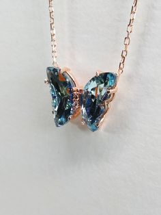 This necklace will be a nice gift for your loved ones with its meaning and style.🦋 🦋What does the butterfly icon mean? The butterfly symbolizes youth and dynamism in the Far East. In ancient Greece, it symbolizes the influence of the soul on the body and the great changes this effect creates. In ancient wisdom, the Butterfly is a direct symbol of the soul, symbolizing the freedom, lightness and grace of the soul. PRODUCT FEATURES; ✰ Weigth: 3gr ✰ Height: 44 Cm - 17.03 Inches (in video) but optional ✰Color🎨: Rose Gold ✰Pendant Height: 1 cm - 0.39 Inches ✰Material: 925 Silver * This carefully made necklace will be a display of simplicity and elegance on your neck. * All of our products are handmade and their materials are 925 sterling silver. 💎MATERİAL * 925 Sterling Silver -  Rose Gold Mother's Day Butterfly Jewelry With Butterfly Charm, Mother's Day Jewelry With Butterfly Charm, Mother's Day Butterfly Charm Jewelry, Blue Butterfly Jewelry With Butterfly Print, Blue Butterfly Print Jewelry As A Gift, Blue Jewelry With Butterfly Print For Gift, Blue Butterfly Print Jewelry For Gifts, Elegant Blue Butterfly Charm Necklace, Elegant Blue Butterfly Necklace With Charm