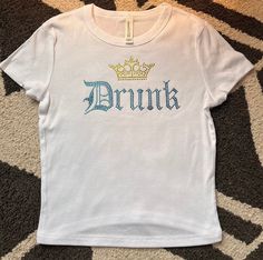 Baby Tee Perfect for 21st Birthday, The 4th or bachelorette!  This baby SHINES! The photos do not show how truly stunning it is!    These come true to size so please size accordingly :) The size chart in photos will help with the perfect fit. Pro Tip try measuring your favorite top and compare! All items are made to order and that makes all sales final. With that being said customer service is my #1 priority. If you ever have any issue with a product please reach out and I will be more than happ Senior Bar Crawl Shirts, Senior Bar Crawl, Bar Crawl Shirts, 21st Birthday Shirts, 2000s Style, Birthday Bar, Style Birthday, Bar Crawl, Y2k Crop Top