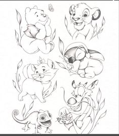 the lion and the mouse characters are depicted in this drawing