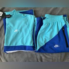 Nike Combo Shirt & Pant Plus Size 2xl - Athleisure Casual Blue Cotton Tracksuit, Blue Cotton Tracksuit For Jogging, Casual Blue Activewear For Jogging, Casual Blue Tracksuit With Pockets, Blue Cotton Sporty Tracksuit, Blue Athleisure Tracksuit For Loungewear, Blue Sports Tops With Pockets, Blue Casual Tracksuit For Loungewear, Casual Blue Tracksuit For Loungewear