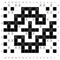 a black and white crossword pattern with crosses on it, as well as numbers