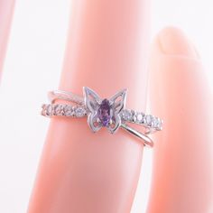 "White gold amethyst ring, Butterfly ring, 14k gold ring for her, Promise ring gold, Promise ring for her, Dainty ring gold,Marquise cut ring WE OFFER UNLIMITED PERIOD INSTALLMENTS PLAN This is a beautiful, stunning, feminine ring that works well for all occasions, styles, and ages. You will love it! Ring information: Main stone: Amethyst Approximate size: 4*2mm Accent stone: Cubic zirconia Metal type: Gold Metal stamp: 14k Gold Customization / Replacements It's easy to create jewelry that's per Vvs Clarity Amethyst Ring, Purple Solitaire Ring In Fine Jewelry Style, Fine Jewelry Purple Solitaire Ring, Gift Amethyst Ring With Vvs Clarity, Purple Diamond Promise Ring In Fine Jewelry Style, Purple Vs Clarity Promise Ring, Purple Diamond Ring With Vvs Clarity, Purple Hallmarked Fine Jewelry Rings, Purple Vvs Clarity Wedding Rings