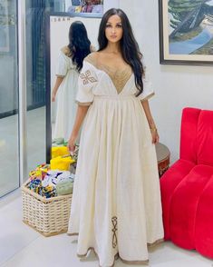 Discover the timeless elegance of Ethiopian culture with this beautiful Habesha dress, also known as the Habesha Kemis. This Ethiopian traditional dress features a very simple design in light colors, highlighting the understated beauty and classic craftsmanship of Ethiopian attire. Material Cotton Thread Estimated delivery : 1 week to 2 weeks Contact WhatsApp +1(304)-306-2784Email: contact@ethiopian.store Ethiopian Gold Jewelry, Simple Traditional Dresses, Ethiopian Cultural Clothes, Habesha Kemis Ethiopian Dress, Habesha Clothes, Ethiopian Dresses, Ethiopian Fashion, Ethiopian Culture, Ethiopian Clothing