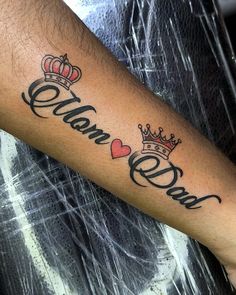 Mom dad name Tattoo ideas Mum Tattoo For Men, Tattoos For Mom And Dad, Mom Tattoo For Men, Dad Tattoo Ideas, Mom And Dad Tattoo, Mum And Dad Tattoos, Mom Dad Tattoo, Mom Dad Tattoo Designs, Mum Tattoo