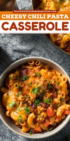 Sit back and relax with this comfort food recipe! This chili pasta casserole is so cheesy, with ground beef, kidney beans, and elbow macaroni. You get the taste of mac and cheese with chili in one pot with this cozy dinner idea. Different Types Of Mac And Cheese, Chili Mac With Beans, Cheesy Noodle Casserole, One Pot Casserole, Chili Mac Casserole, Cheesy Chili, Chili Pasta, Macaroni Casserole, Beef Kidney