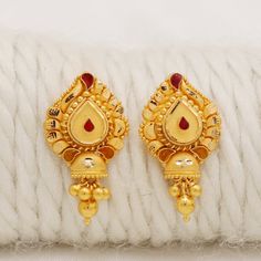 Please click -- Learn more about this item -- below for a full description 22k gold earrings jewelry set handmade jewelry made in India metal is genuine gold, metal purity is 22 karat gold weight is 4.2 grams approx. length is 2.1 centimeter width is 1.1 centimeter approx. please note the earrings comes with normal slicon/metal backs, if you want real gold screw you may contact after purchase, gold screw can be provide at extra cost. Handmade genuine gold jewelry from india. please feel free to Dual-tone Temple Jewelry Earrings For Puja, Dual-tone Earrings For Puja And Festivals, Gold Dual-tone Earrings For Gift, Dual-tone Gold Earrings For Gift, 22k Gold Temple Jewelry Earrings As Gift, 22k Gold Temple Jewelry Danglers As Gift, Gold Dual-tone Temple Jewelry Earrings, 22k Gold Jhumkas As Gift, 22k Gold Meenakari Earrings Gift