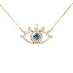 Large Evil Eye Protection Amulet Necklace - Top ♥ Luxury Diamond Jewelry With Evil Eye Detail, Blue Diamond Jewelry With Diamond Eyes, Fine Jewelry Necklace, Morganite Ring Set, Pyramid Eye, Necklace Top, Evil Eye Protection, Protection Amulet, Amulet Necklace