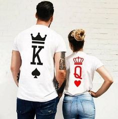 King & Queen Card Matching Couple Tee Queen Card, Cute Couple Shirts, Couple Tees, King Shirt, Shirt Diy, Matching Couple Shirts, Queen Shirts, Matching Couple Outfits, King And Queen