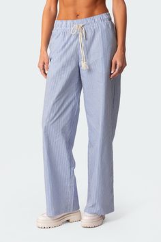 Summer Lounge, Pinstripe Pants, Pant Trends, Printed Wide Leg Pants, Summer Pants, Pants Casual, Printed Pants, Striped Pants, Striped Linen