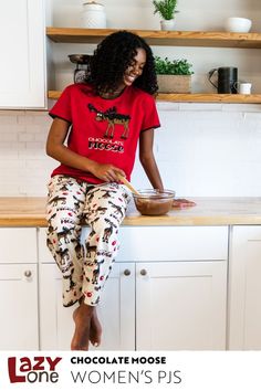 Add a chocolate lovers dream to your sleepwear with our Chocolate Moose women's pajama set. Our Chocolate Moose pajama set features a cute moose design that any one would love! Our Women's PJ sets are available in a wide variety of styles that are funny, feminine, and flattering to every figure. Cute Moose, Chocolate Moose