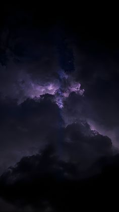 the sky is filled with dark clouds and purple lightnings as it shines brightly